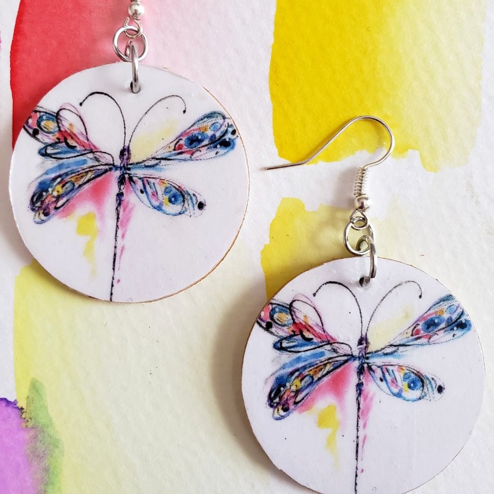 Artist Designed Dragonfly Dangle Earrings